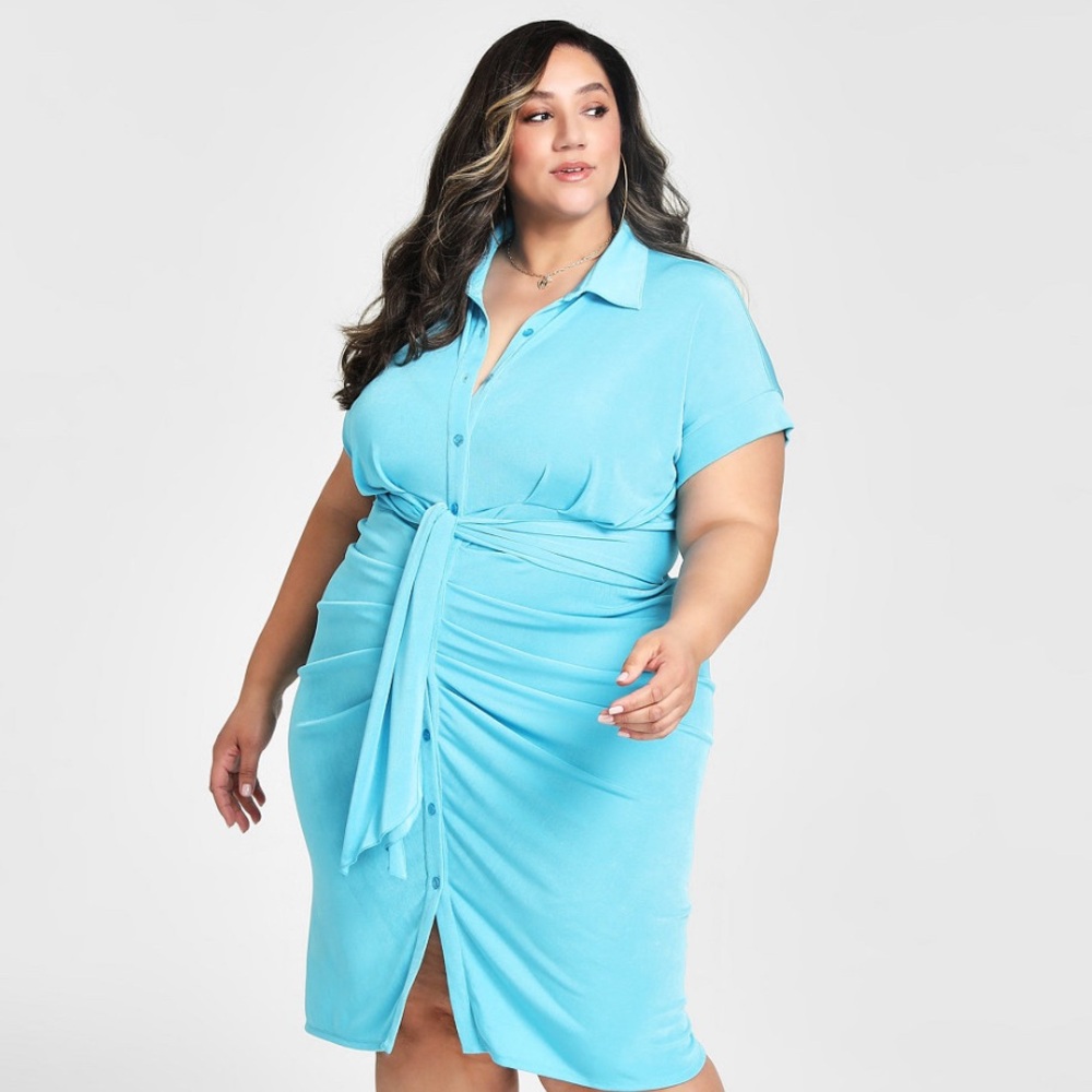 Trendy Tie-Front Ruched Dress